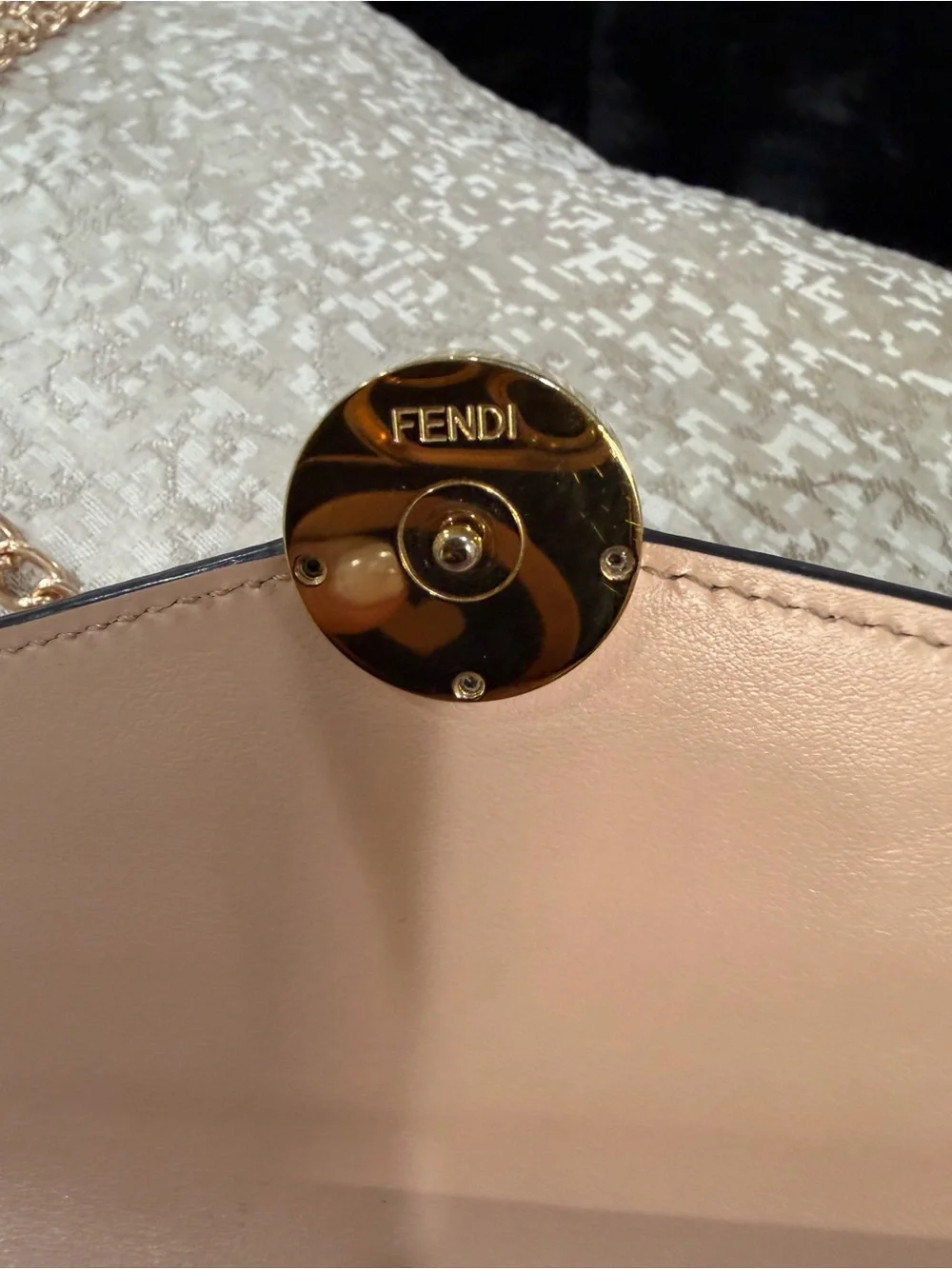 Fendi Blush Pink Leather Chain Wallet on Chain